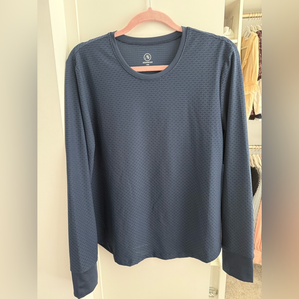 Addison Bay Navy Textured Long Sleeve Crew Top